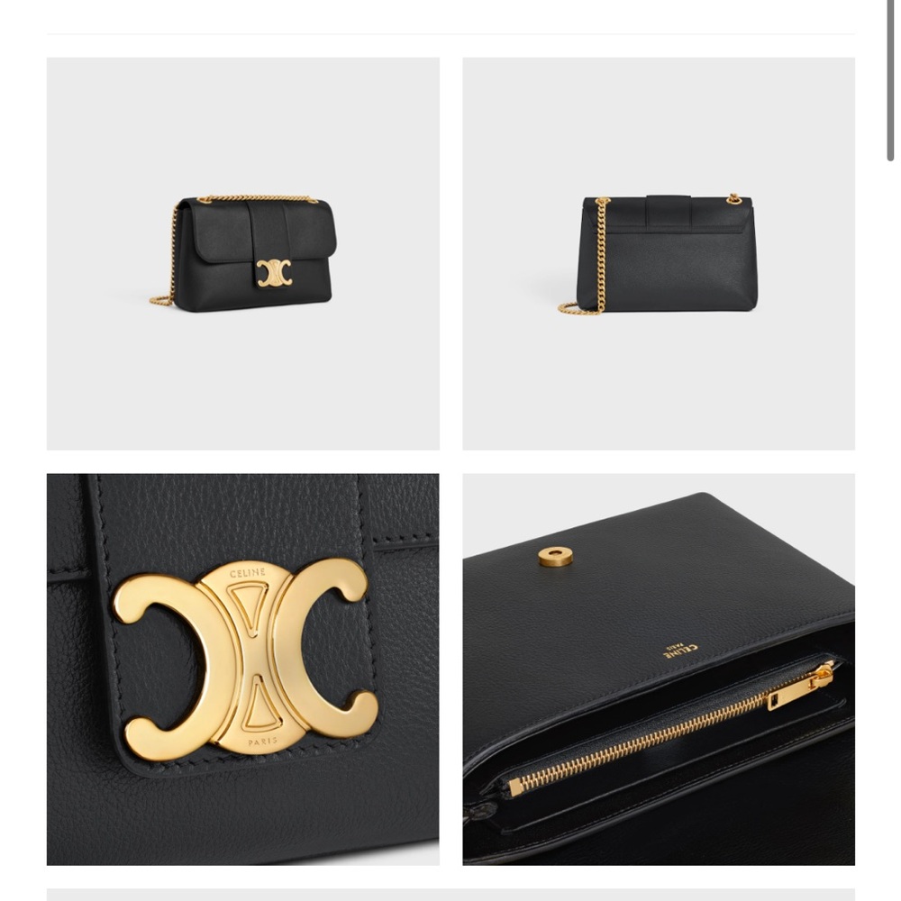 Celine Inspired Black Leather Shoulder Bag